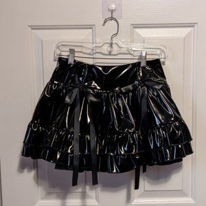 Shrine Pastel Goth Vinyl Ruffle Bow Skirt